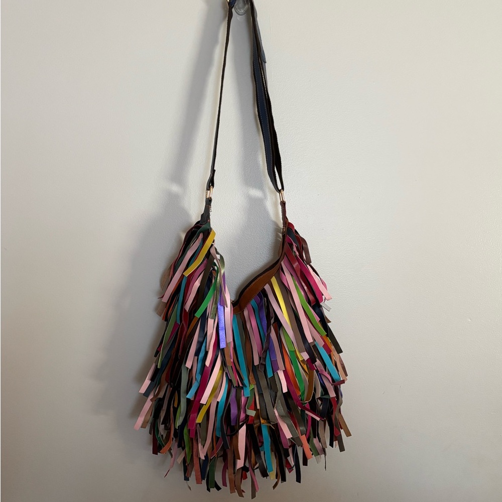 Multicolor Fringe Shoulder Bag